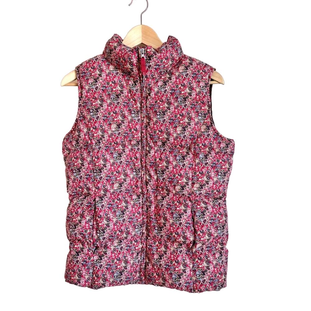 Lands’ End Kids Floral Puffer Vest Girls Large